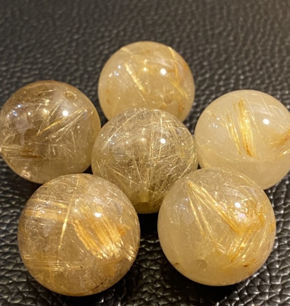ルチルクオーツ20mm　丸玉　穴あき　1珠売り
